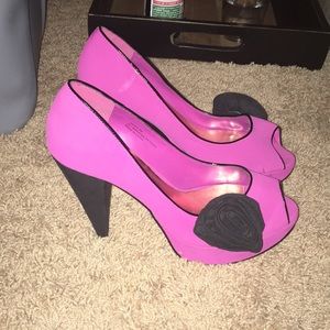 Peep toe pink heels